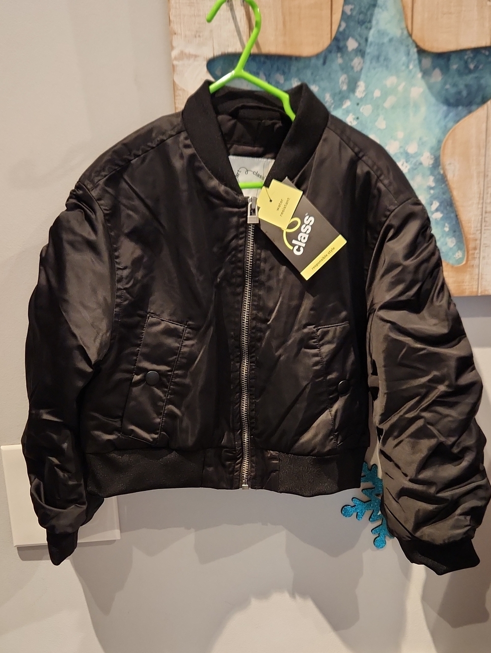art class Black Satin Bomber Jacket